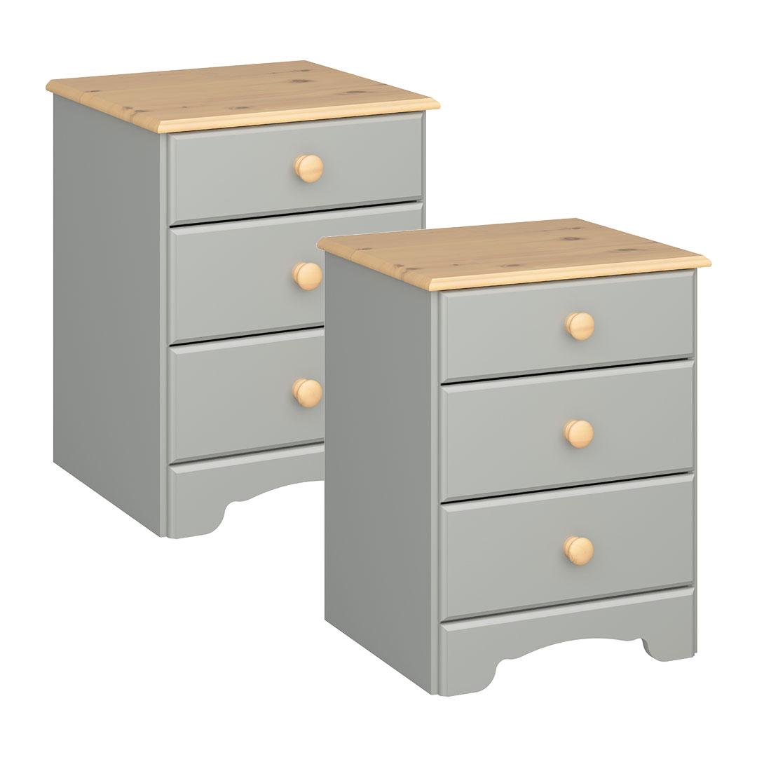 Nilon natbord 2 stk. 3 skuffer grå, gylden