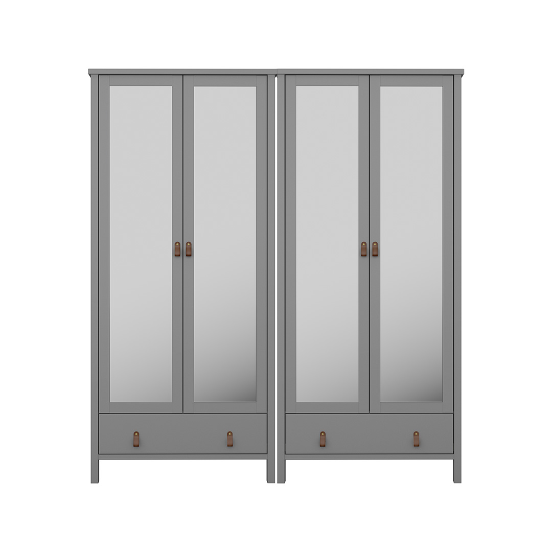 Tromsø klædeskab 4 spejllåger, 1 skuffe grå