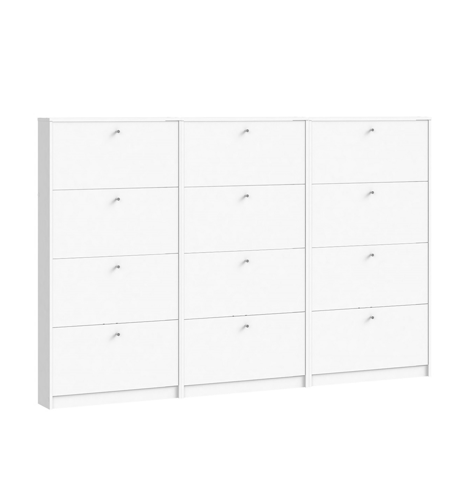 Escape skoskab med 12 låger bredde 225 cm, højde 148 cm hvid