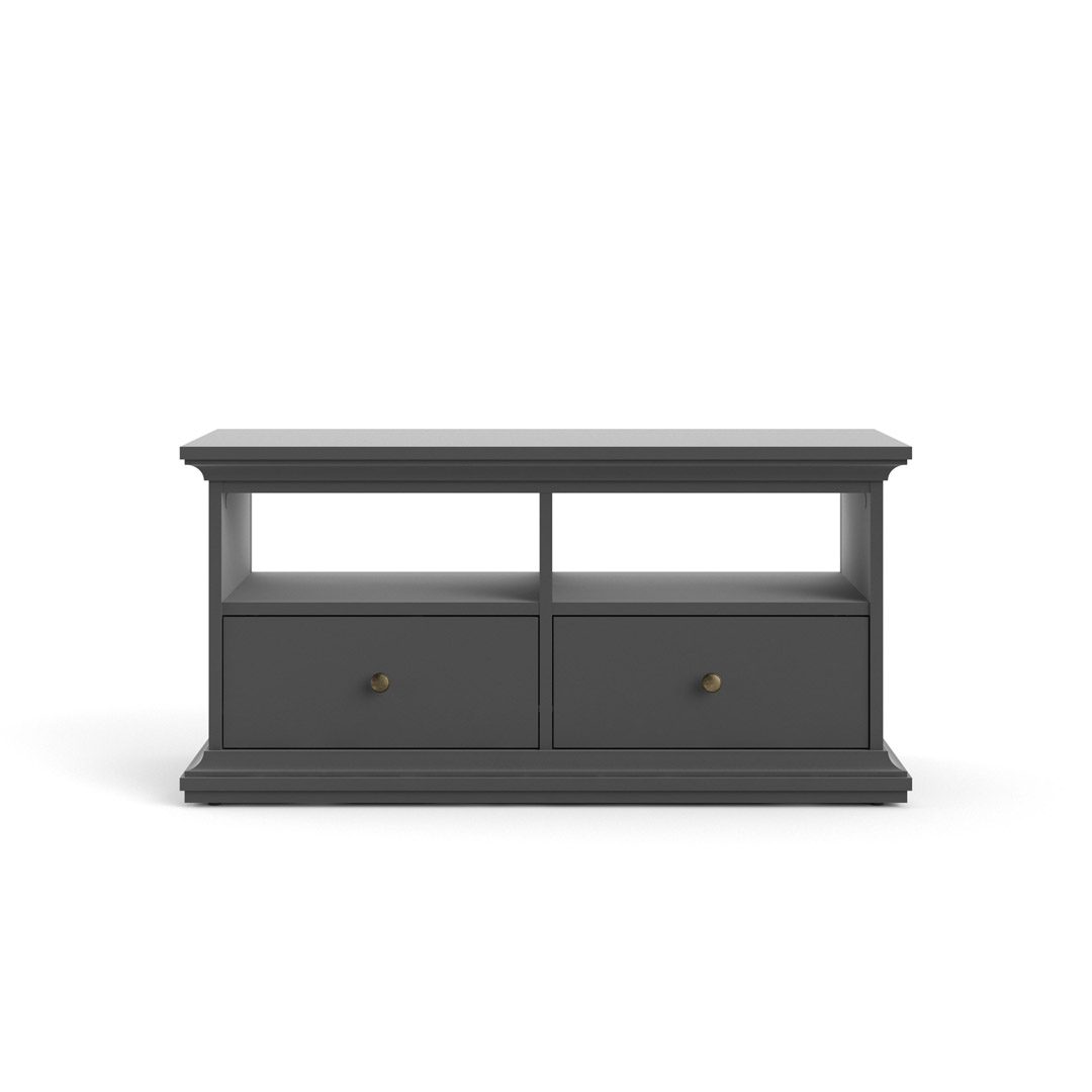 Venedig TV møbel 2 skuffer og 2 rum, mat grå