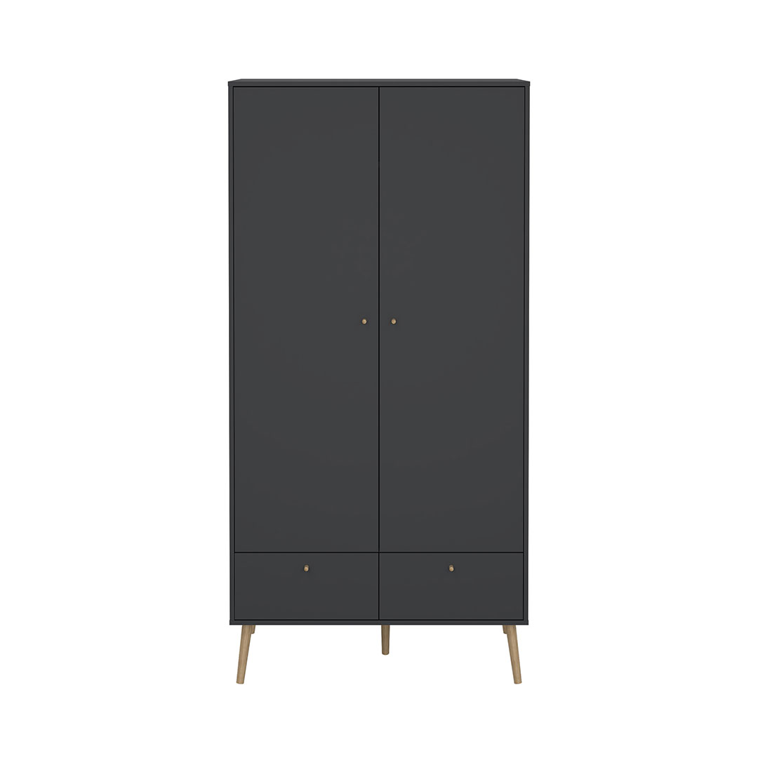 Bodo klædeskab 200x99x58cm, 2 låger, 2 skuffer matgrå