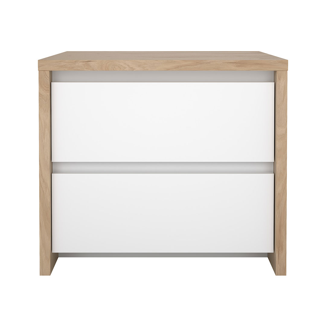 Next natbord 2 skuffer hvid højglans billede