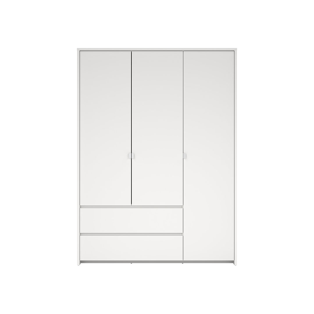 Next klædeskab 3 låger 2 skuffer 149x200cm hvid billede