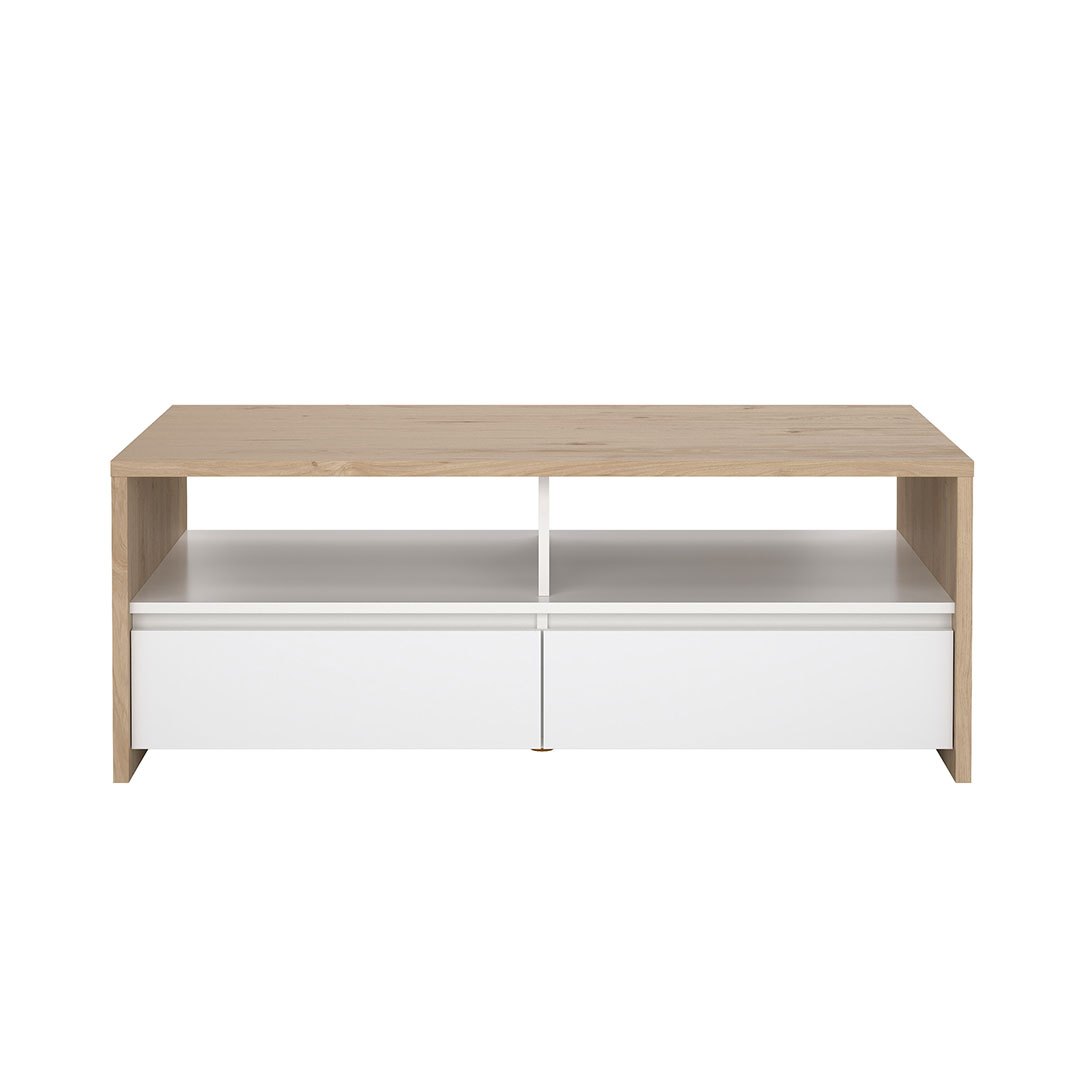 Next sofabord 2 skuffer, 2 hylder eg dekor, hvid højglans