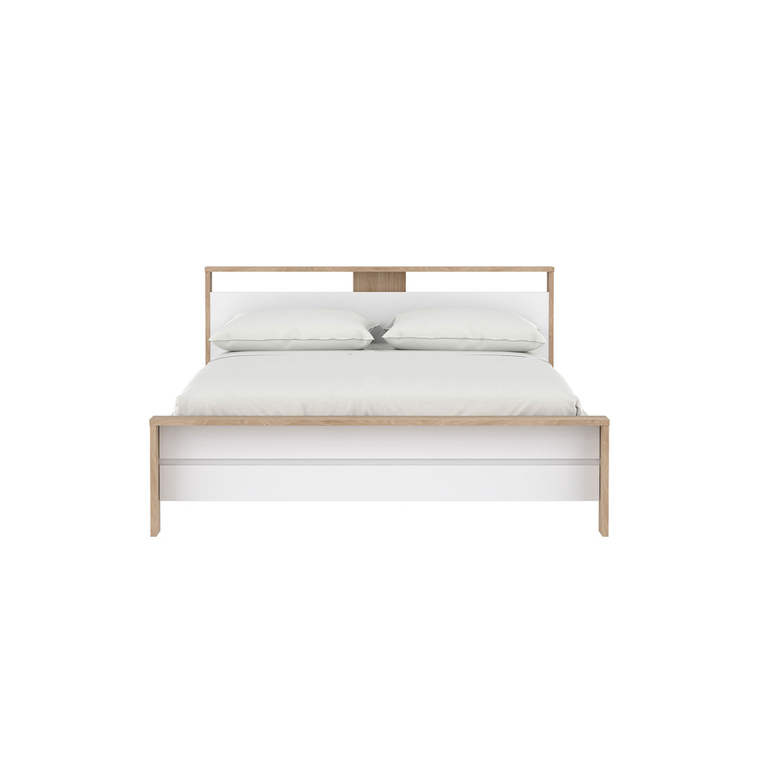 Next seng med 1 hylde 160x200cm hvid højglans