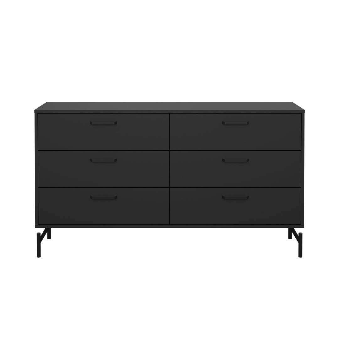 Dana kommode 6 skuffer sort mat