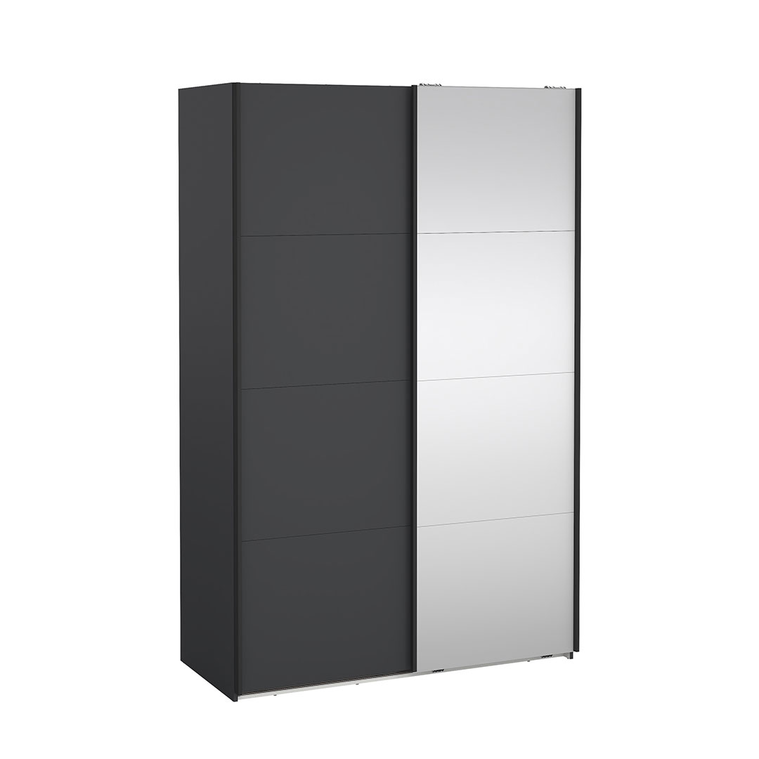 Bergamo skydedørsskab 2 låger 140x220cm mat grå billede