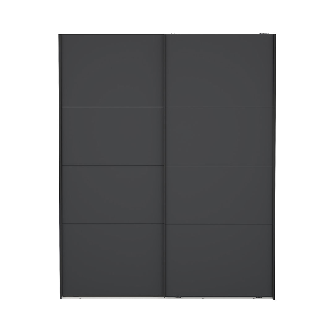 Catania klædeskab 221x179x65cm, 2 skydelåger matsort