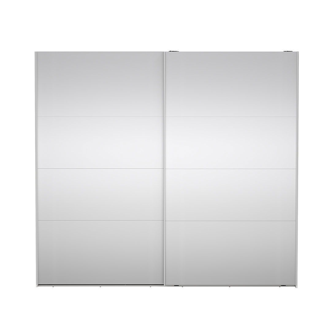 Catania skydedørsskab 2 låger med spejl 245x220cm hvid