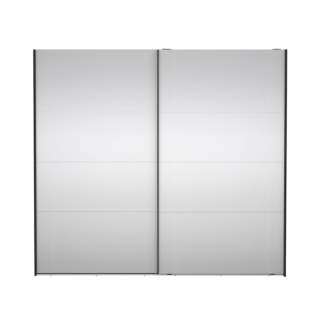 Catania skydedørsskab 2 låger med spejl 245x220cm mat sort