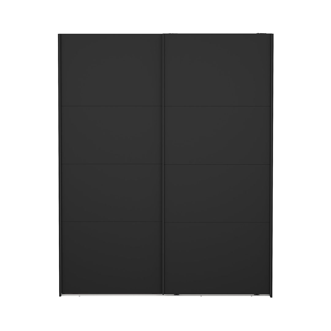 Catania klædeskab 221x179x65cm, 2 skydelåger matsort