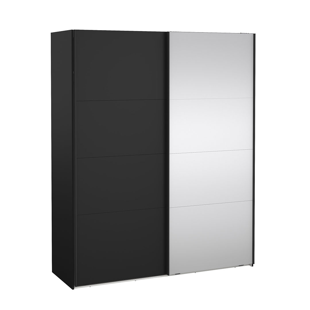 Catania skydedørsskab 2 låger 180x220cm mat sort