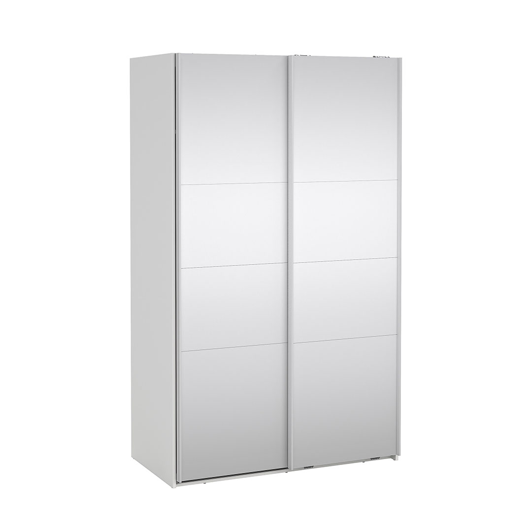 Catania skydedørsskab 2 låger med spejl 120x200cm hvid