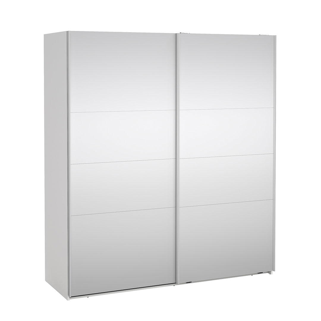 Catania skydedørsskab 2 låger med spejl 180x200cm hvid
