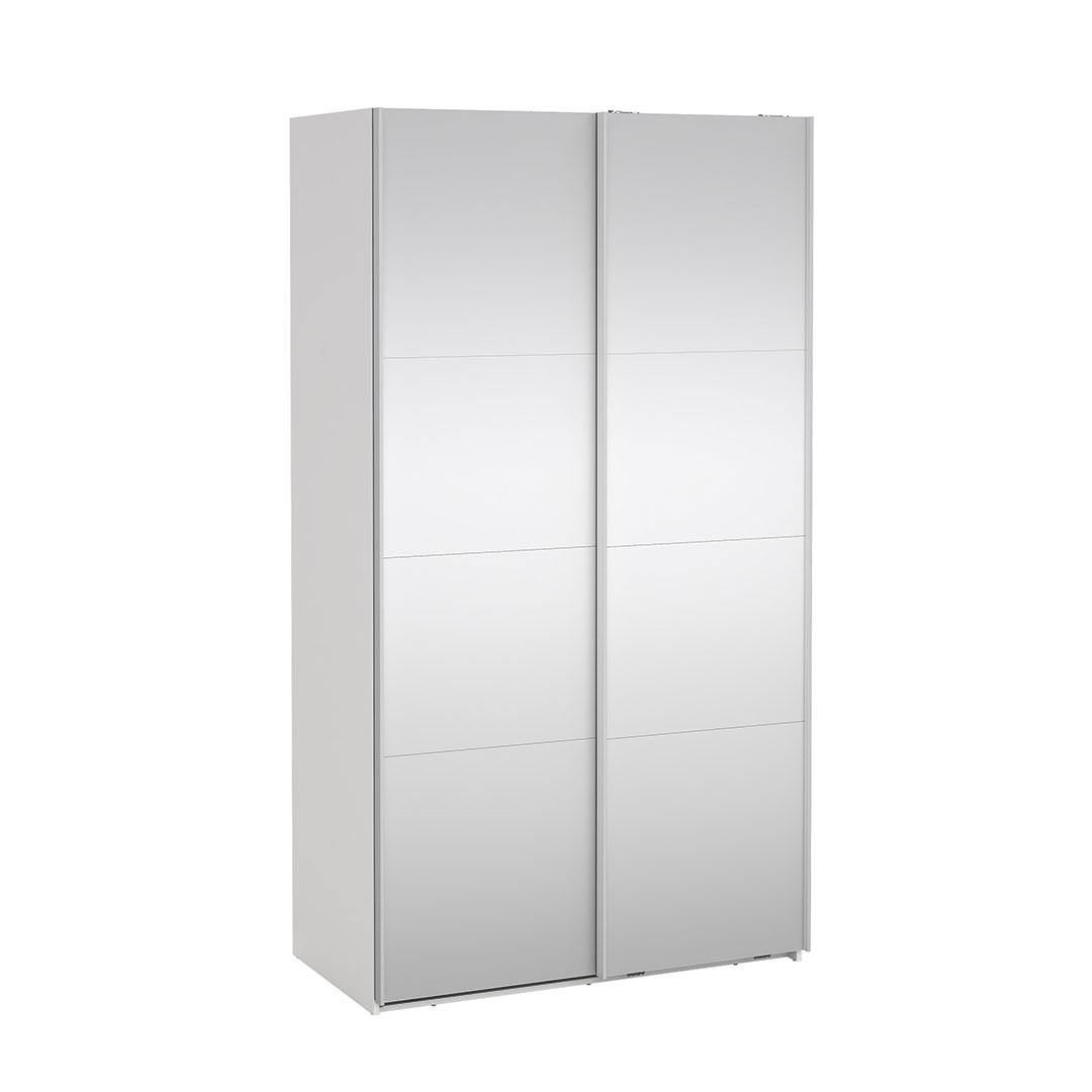 Catania skydedørsskab 2 låger med spejl 120x220cm hvid