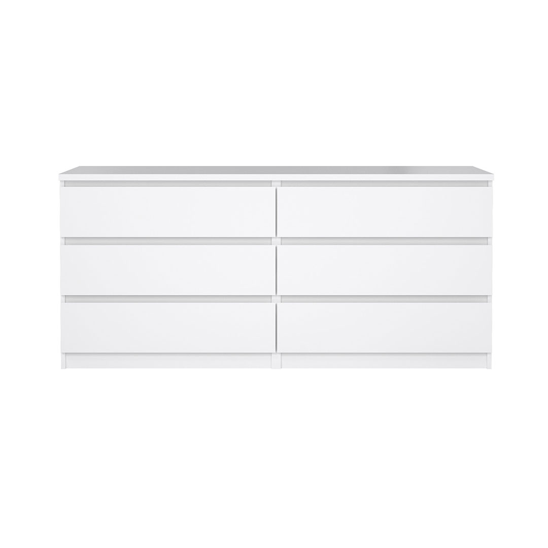 Naia kommode 6 skuffer hvid højglans