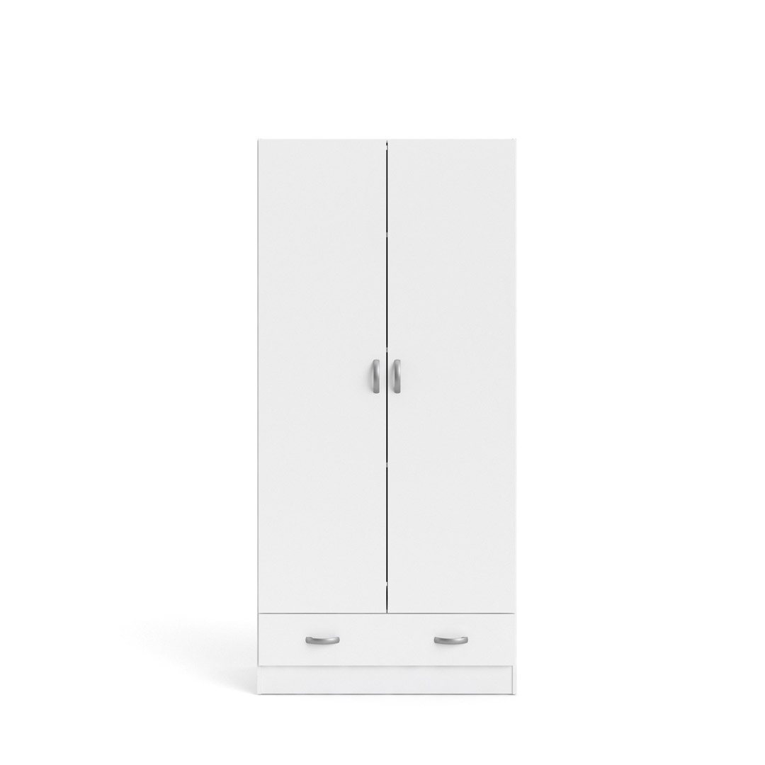 Spell klædeskab 2 låger og 1 skuffe, hvid billede