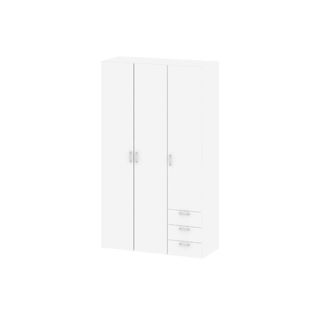 Spell klædeskab 3 låger, 3 skuffer hvid