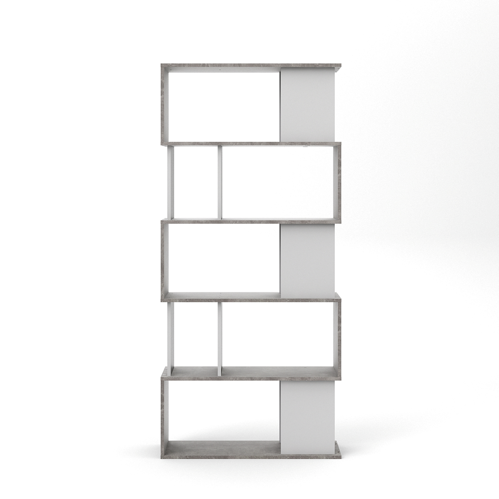 Magda reol bogreol med 5 hylder beton dekor/hvid