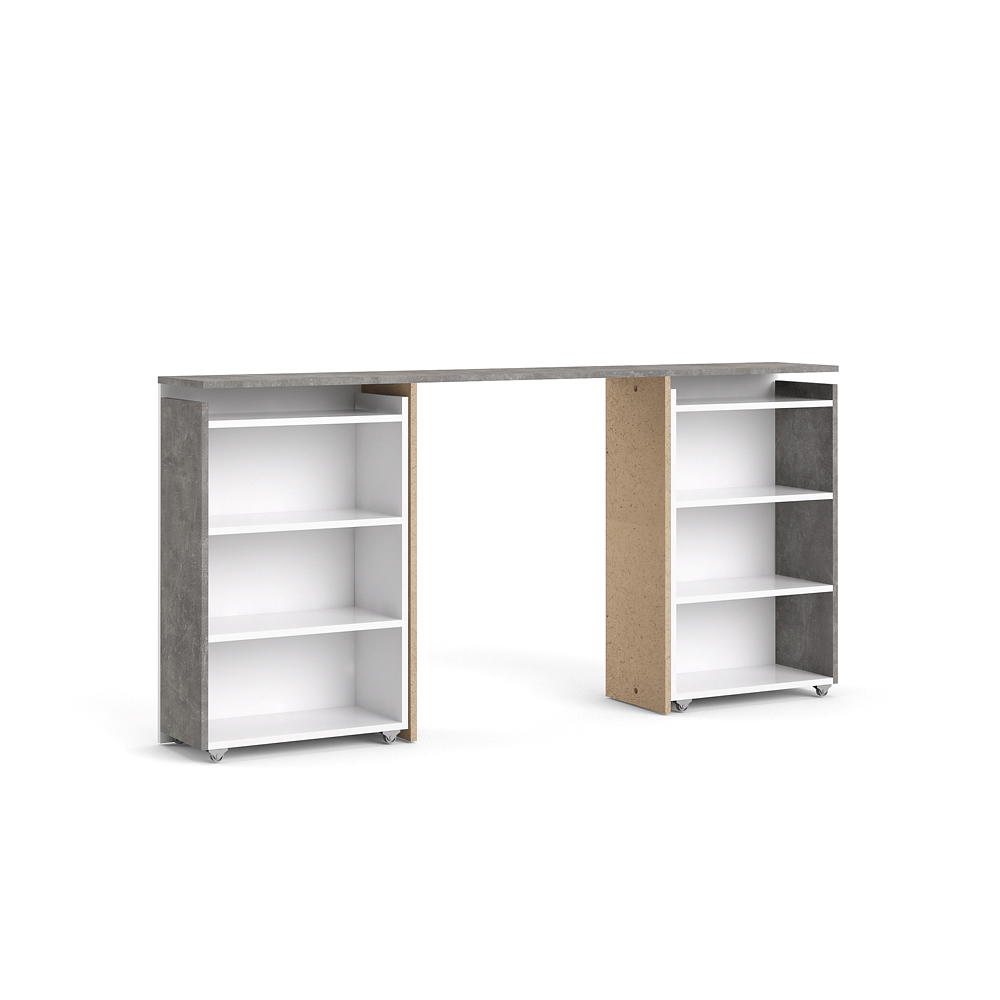 Nada hovedgavl med opbevaring 160 cm beton dekor/hvid højglans