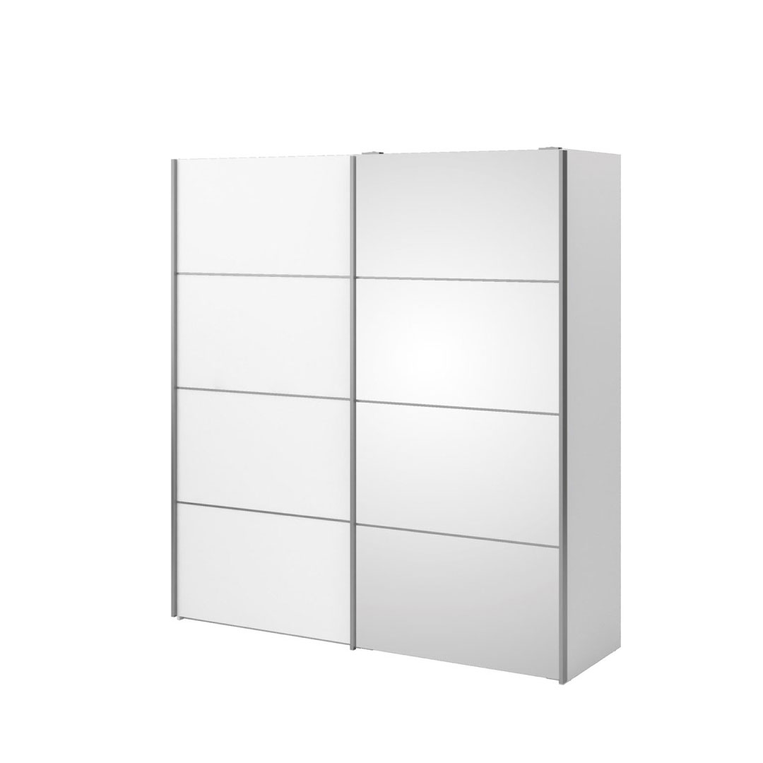 Veto klædeskab 1 låge og 1 spejllåge inkl. 3 løse hylder og 1 skuffemodul, bredde 182 cm, hvid