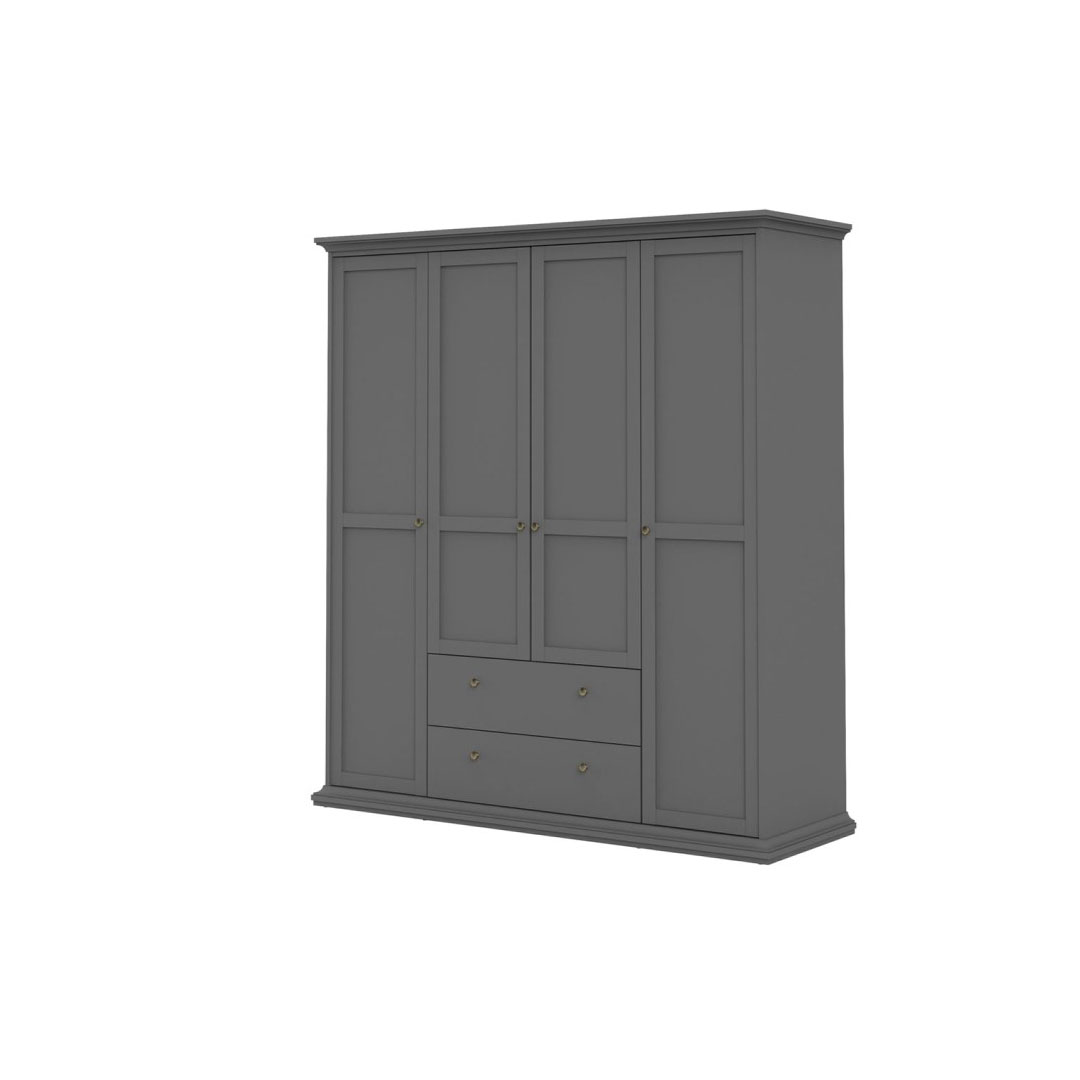 Venedig klædeskab 4 låger og 2 skuffer mat grå