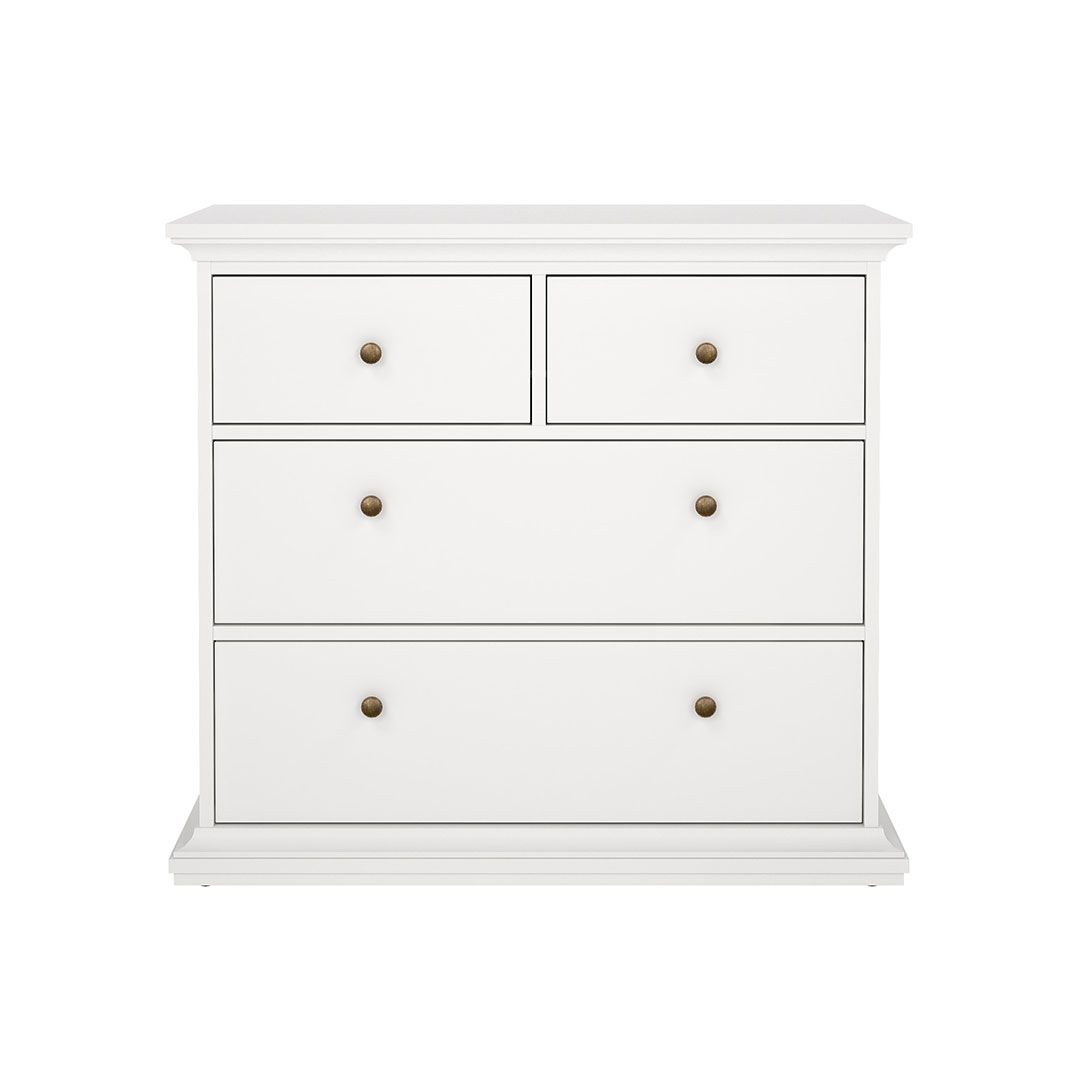 Venedig kommode med 2 små og 2 store skuffer, bredde 96 cm, højde 86 cm hvid