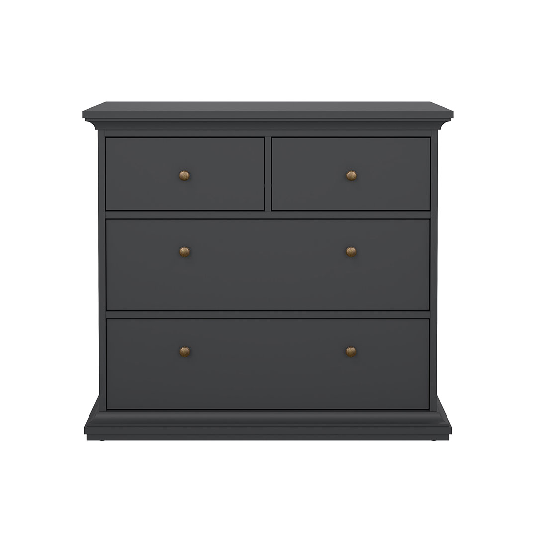 Venedig kommode 4 skuffer mat grå