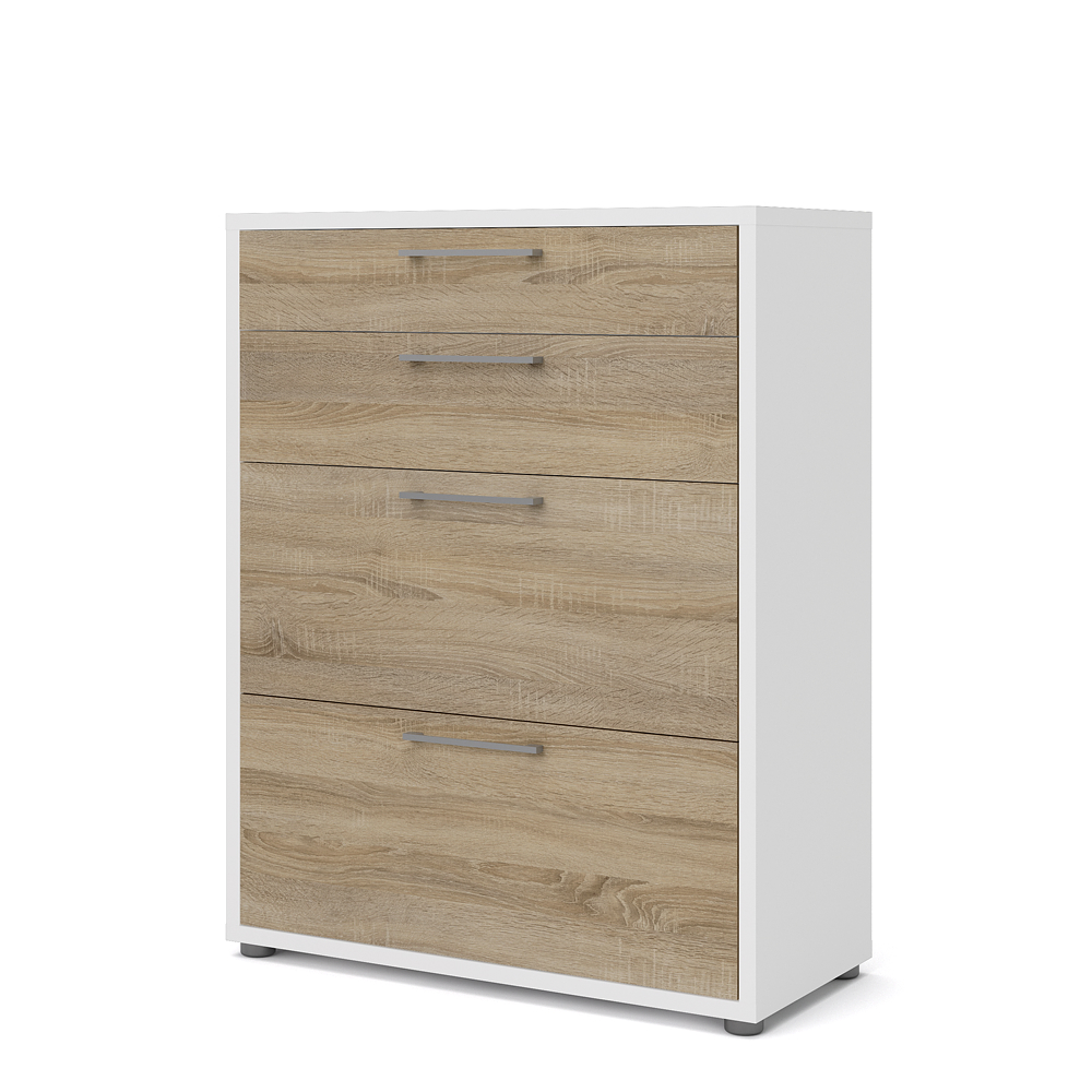 Prisme kontorkommode 4 skuffer hvid, eg dekor