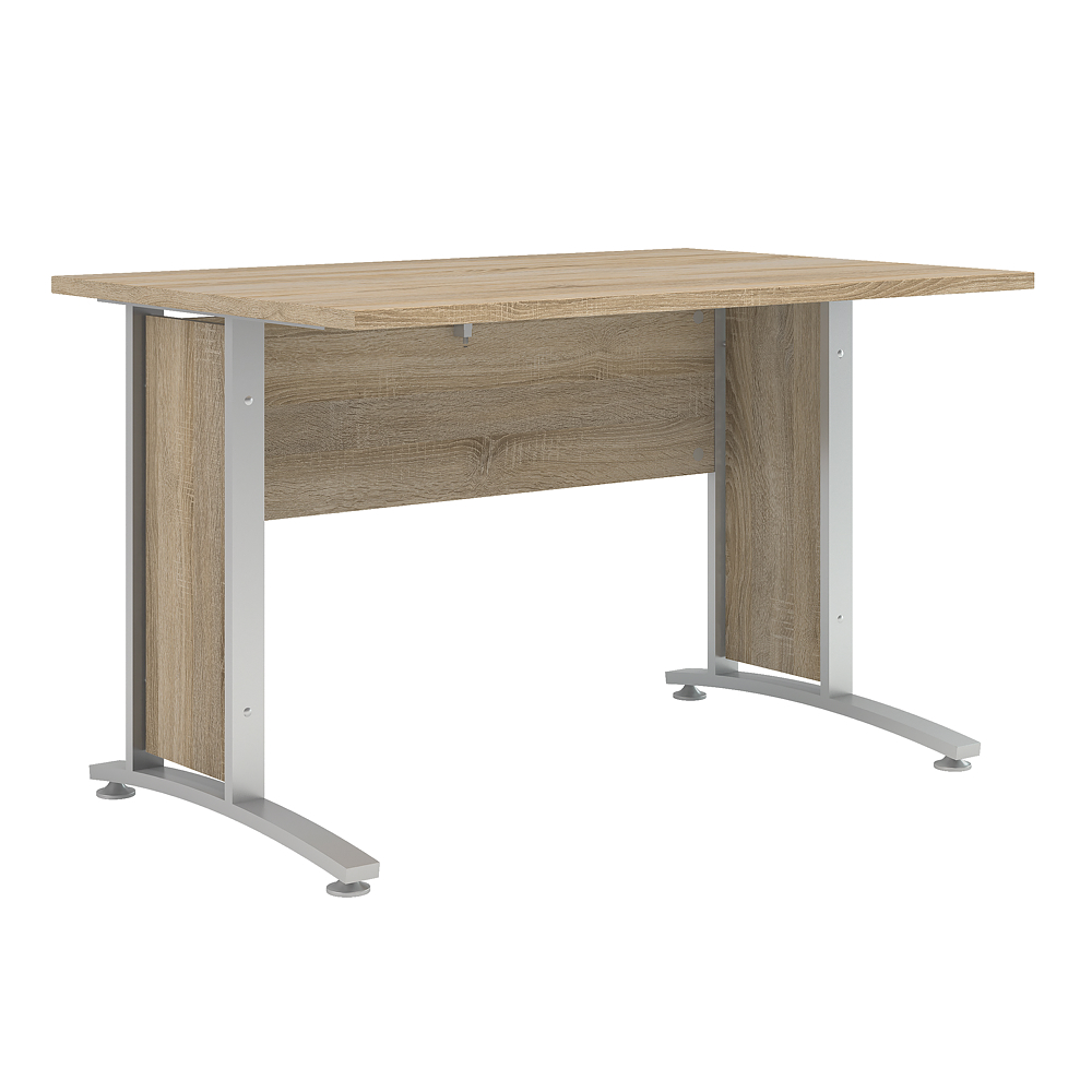 Prisme skrivebord C eg struktur dekor og sølvgrå stål