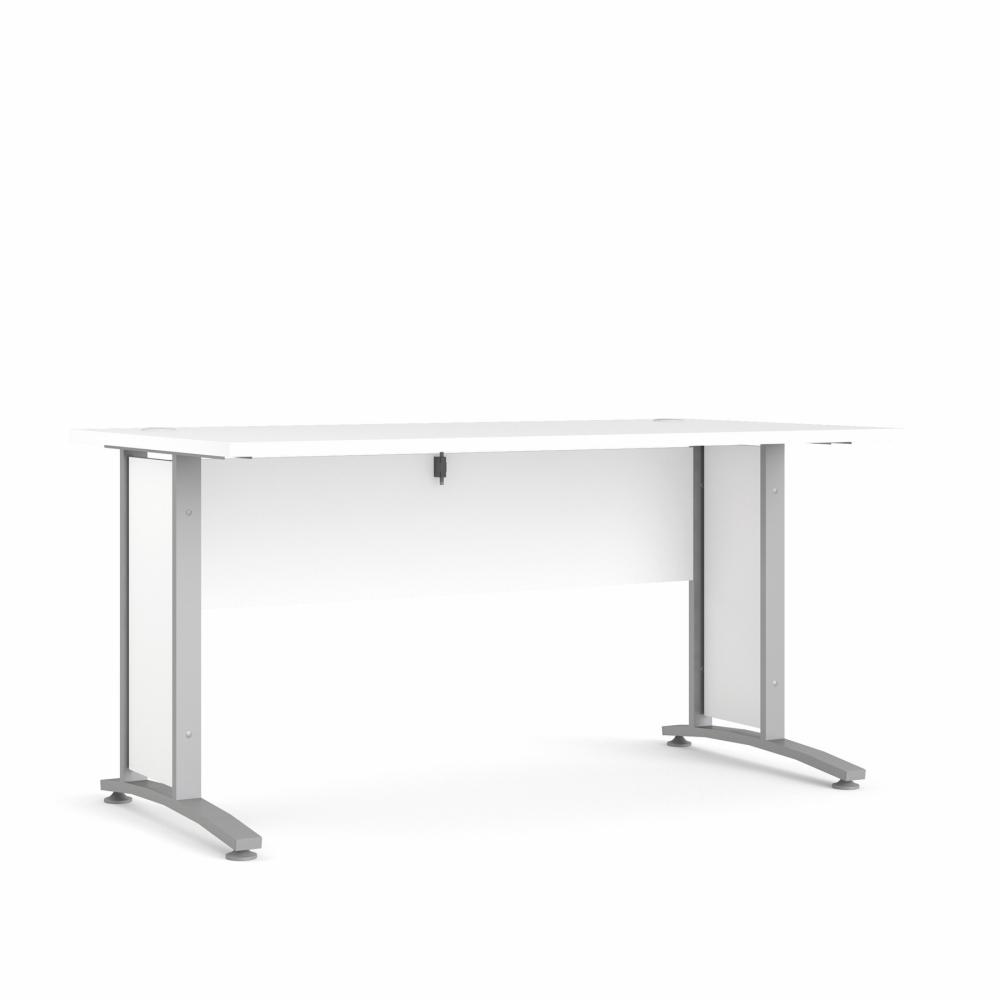 Prisme skrivebord B hvid og sølvgrå stål