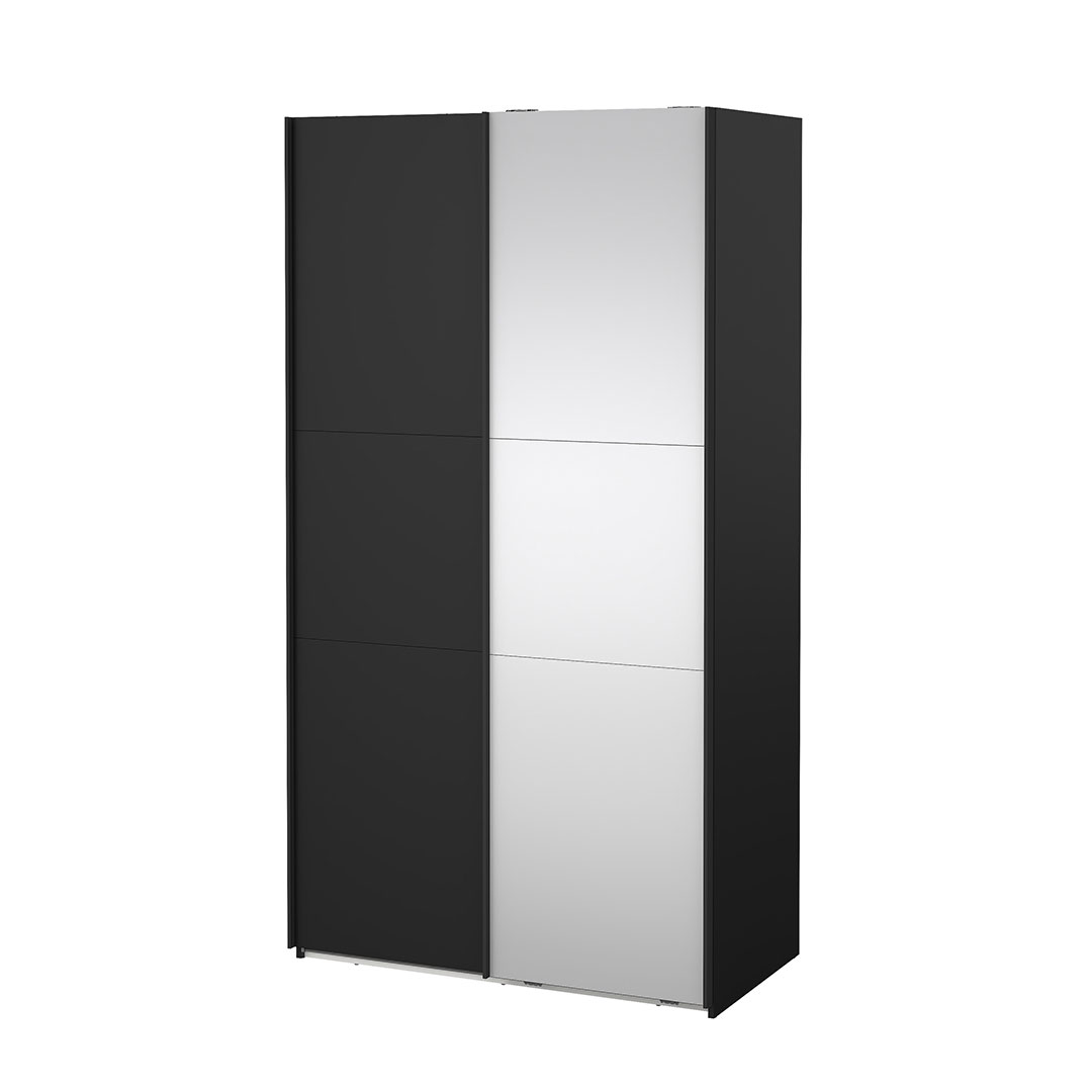 Como skydedørsskab 2 låger 120x220cm mat sort