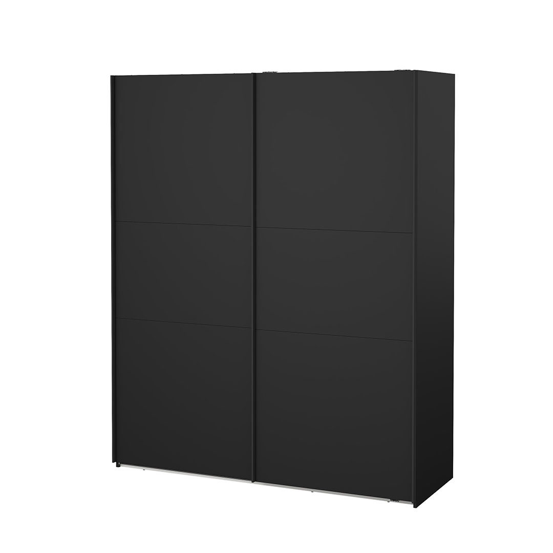 Como skydedørsskab 2 låger 180x220cm mat sort