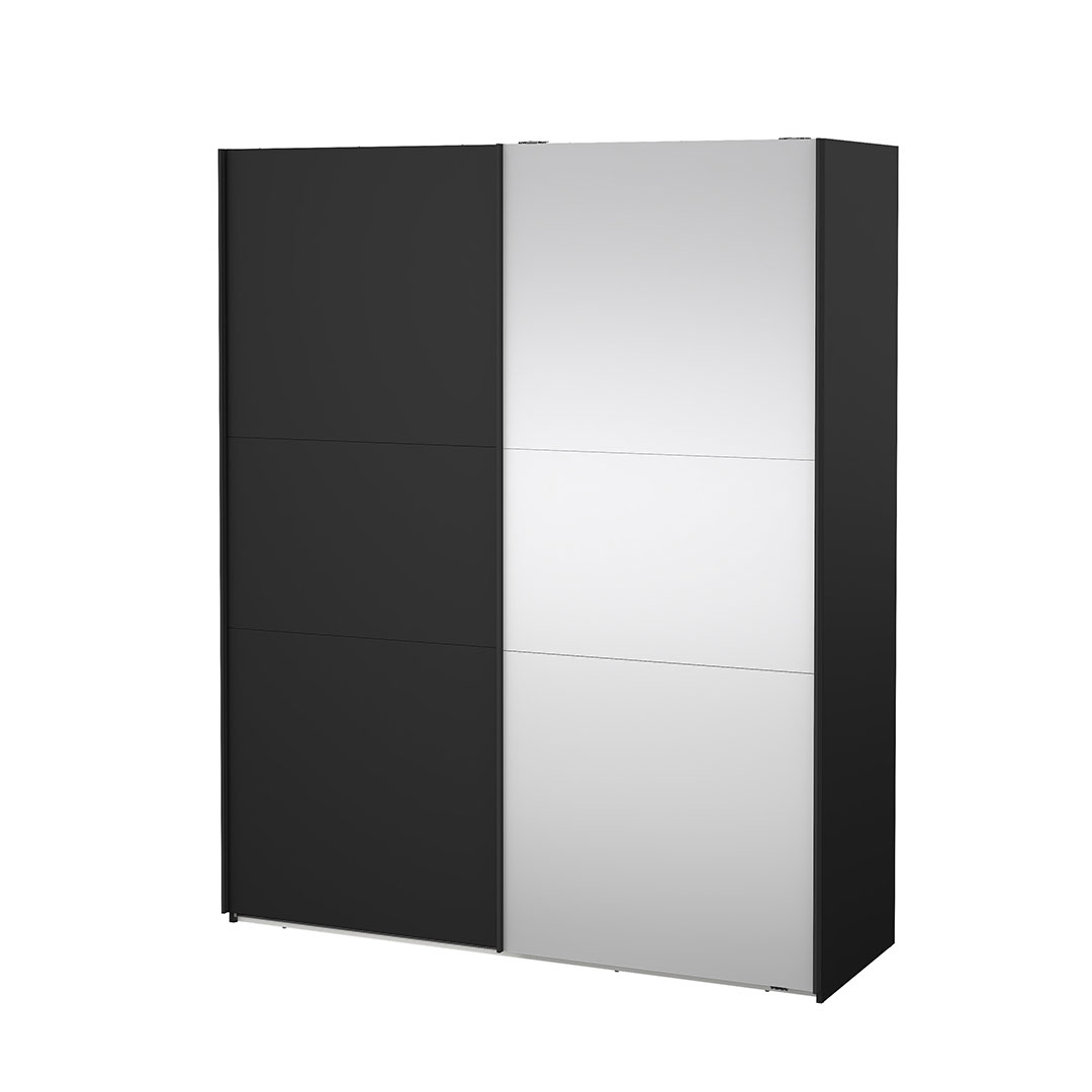 Como skydedørsskab 2 låger 180x220cm mat sort