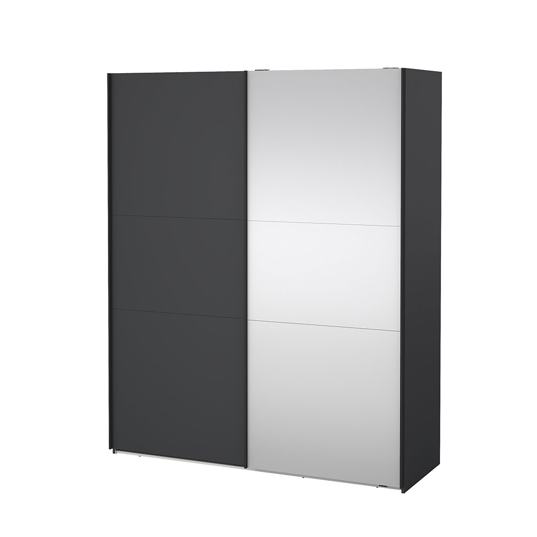 Como skydedørsskab 2 låger 180x220cm mat grå