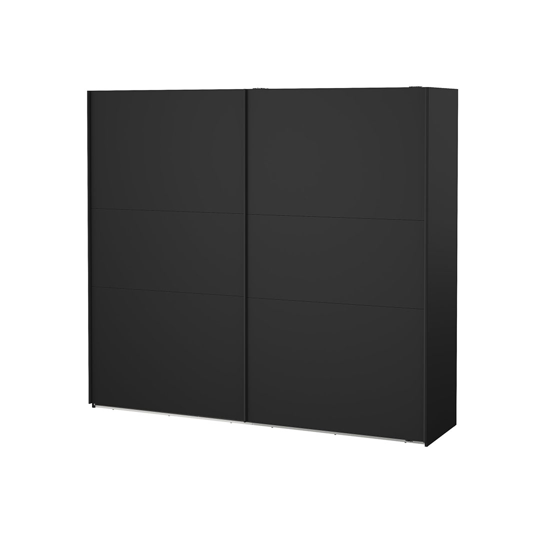 Como skydedørsskab 2 låger 245x220cm mat sort