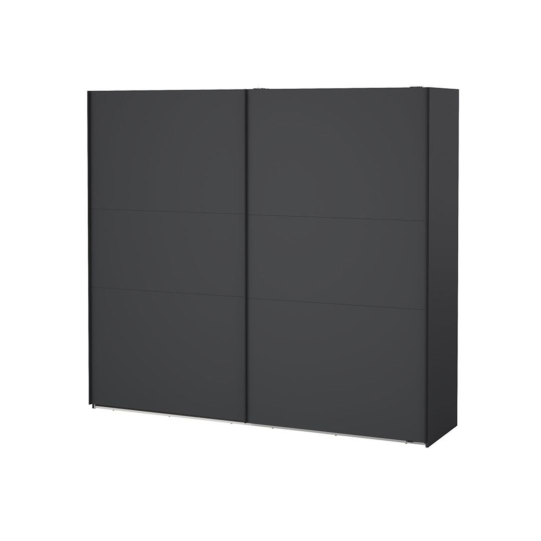 Como skydedørsskab 2 låger 245x220cm mat grå