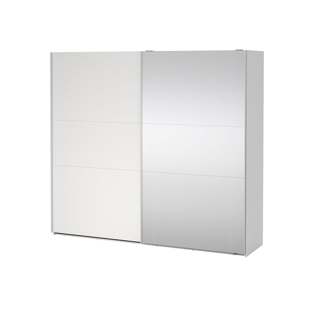 Como skydedørsskab 2 låger 245x220cm hvid