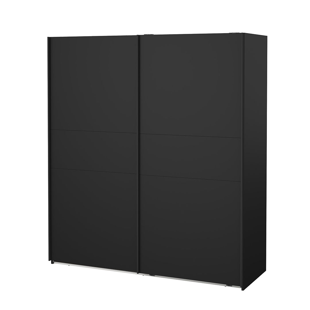 Como skydedørsskab 2 låger 180x200cm mat sort