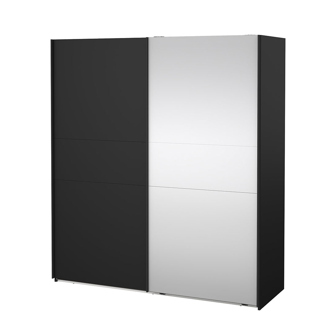 Como skydedørsskab 2 låger 180x200cm mat sort