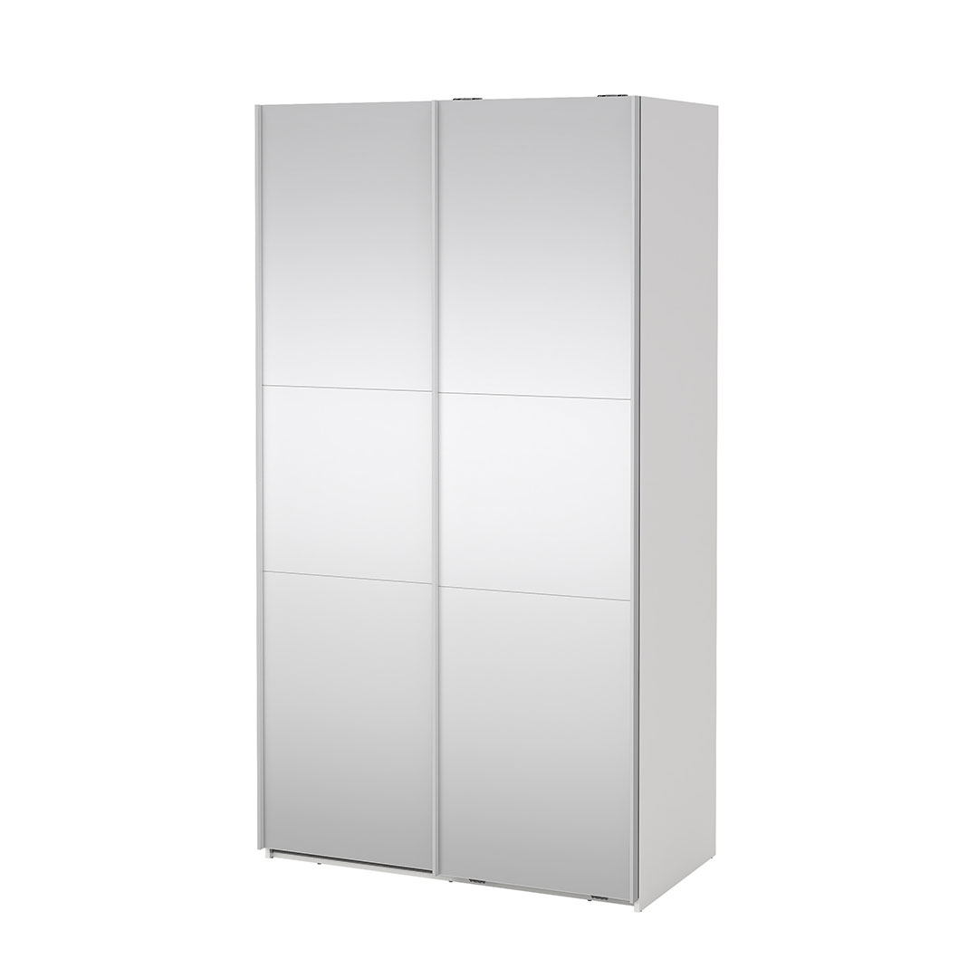 Como skydedørsskab 2 låger med spejl 120x220cm hvid