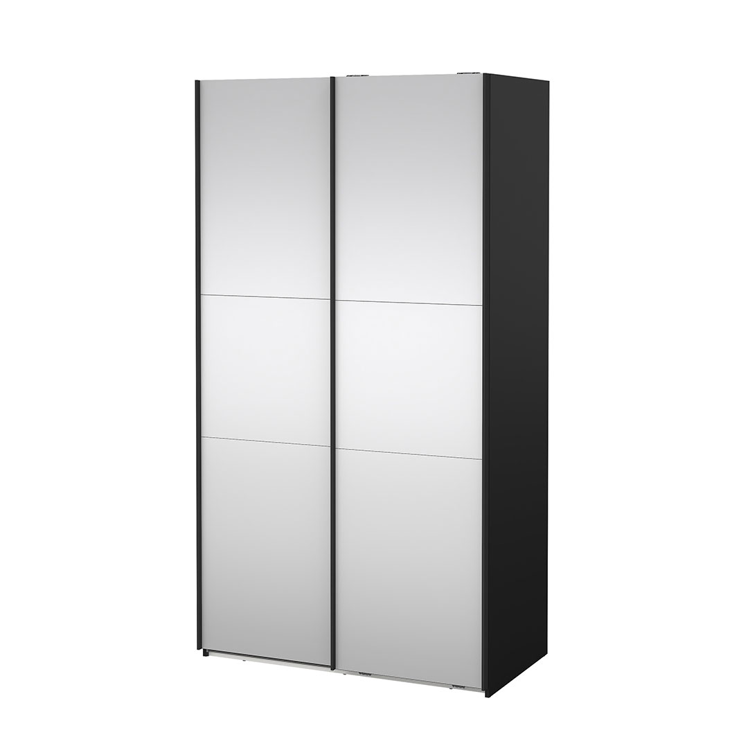 Como skydedørsskab 2 låger med spejl 120x220cm mat sort