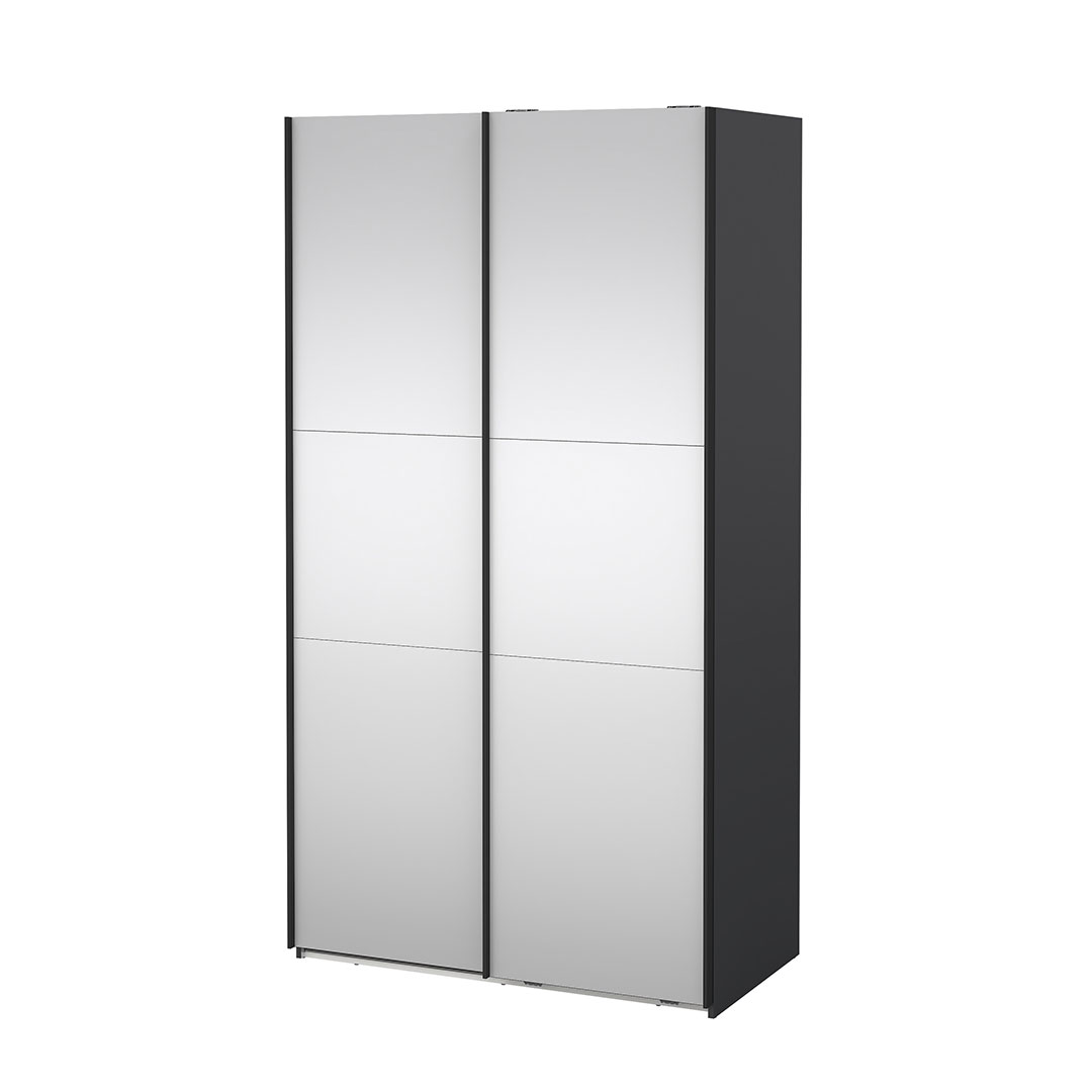 Como skydedørsskab 2 låger med spejl 120x220cm mat grå