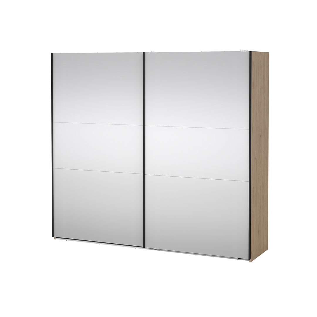 Como skydedørsskab 2 låger med spejl 245x220cm eg dekor