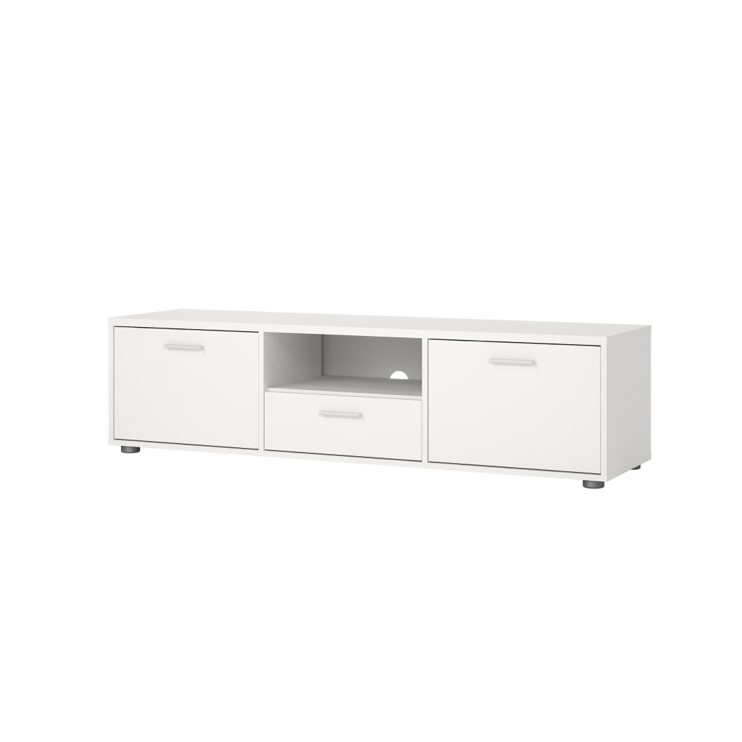 TVILUM Media TV-bord, m. 2 låger og 1 skuffe - hvid folie/spånplade (147.2x39.8)