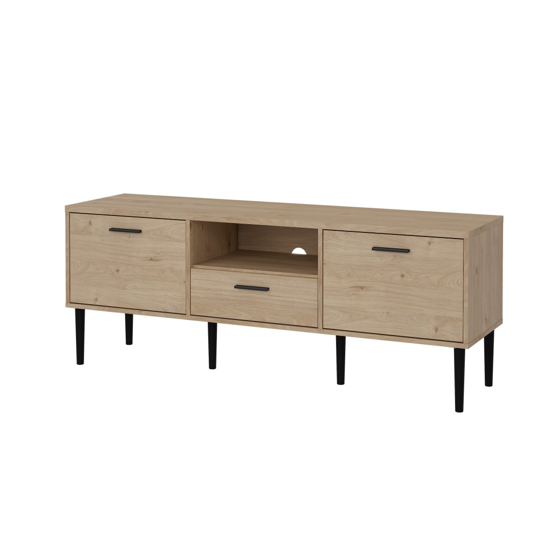 Media TV møbel 2 låger 1 skuffe valnød dekor billede