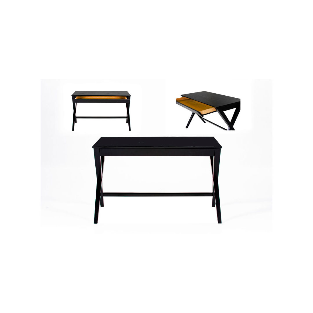 Skrivebord Woop med 1 stor skuffe i ege finer sort