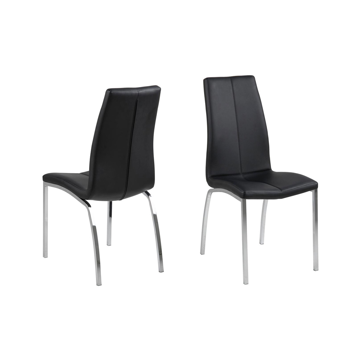 Spisestuestol Amin i sort PU kunstlæder og chrome stel