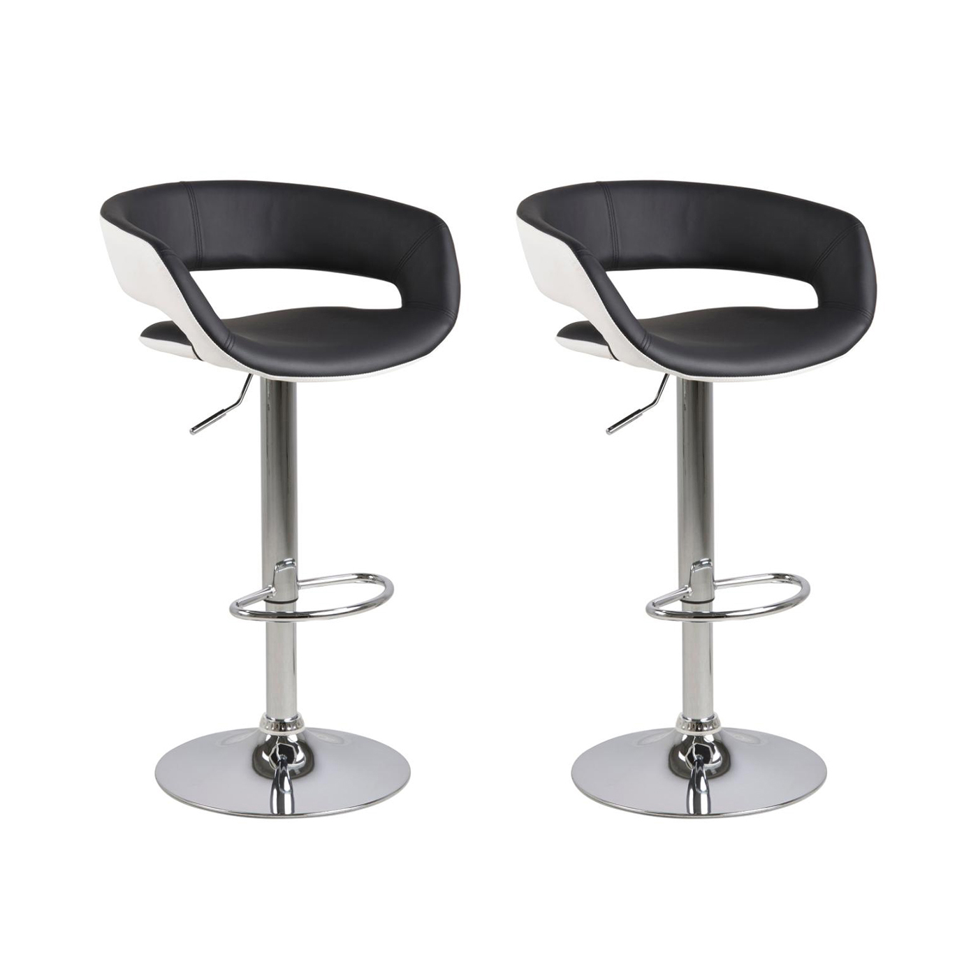 Barstol Signature Clarisse Sort PU-Læder Med Krombelagt Stel, Trompetben, Drejefunktion Og Oval Fodstøtte