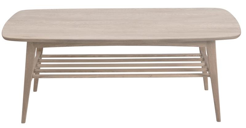 Woma Couchtisch mit 1 Ablage in massiver Eiche und Furnier, weiss